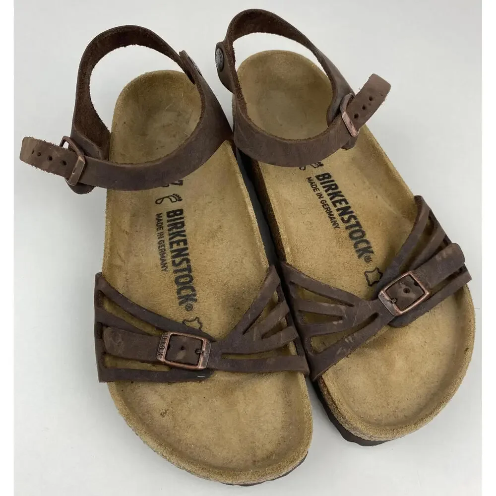 Birkenstock Sandals Women Bali Birkies Brown Habana Oiled Leather 37 240 L6 EUC - Picture 1 of 12